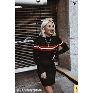 Lulu's Striped Retro Sweater Midi Dress